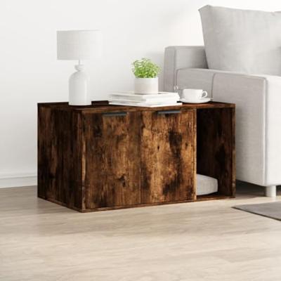 Kattenbakkast 80x50x45 cm bewerkt hout gerookt eikenkleurig