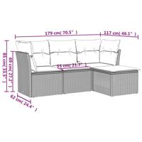 4-delige Loungeset met kussens poly rattan beige - thumbnail