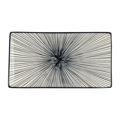 Tapas bord Sevilla - zwarte lijnen - 28x15.5 cm