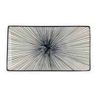 Tapas bord Sevilla - zwarte lijnen - 28x15.5 cm - thumbnail