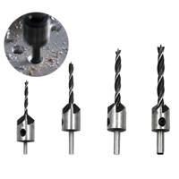 4 in 1 houtbewerking tegen zinken Afschuining driepuntige High-Speed stalen boor bits set 3-6mm - thumbnail