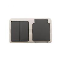 VB Opbouw Dubbele Schakelaar & Stopcontact combinatie Spatwaterdicht - thumbnail