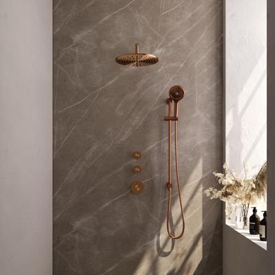 Koperen thermostatische regendouche set met 30 cm douchekop en 3-standen handdouche