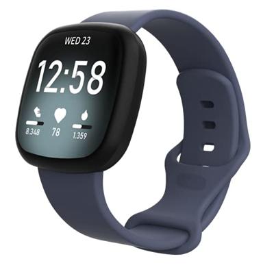 Fitbit Versa 3 & 4 / Sense 1 & 2 Sportbandje - Grijsblauw - Maat: S/M