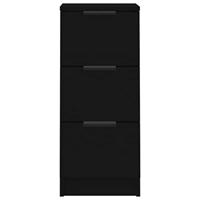 Dressoir 30x30x70 cm bewerkt hout zwart - thumbnail