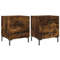 Nachtkastjes 2 st 40x35x47,5 cm bewerkt hout gerookt eikenkleur - thumbnail