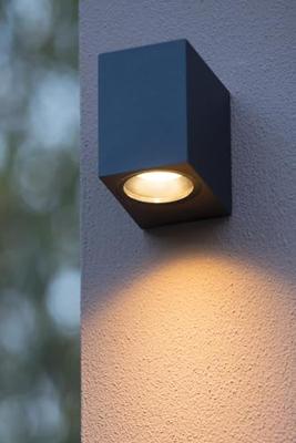 Lucide ZARO - Wandspot / Wandlamp Binnen/Buiten - 1xGU10 - IP44 - Zwart