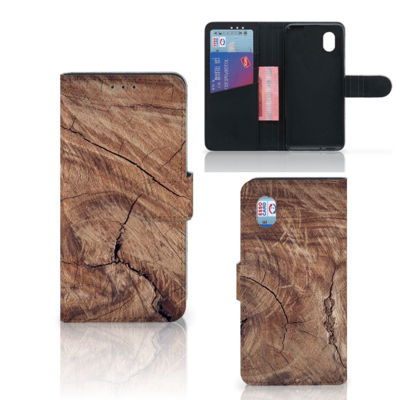 Tree Trunk Hoesje Alcatel 1B (2020) Met Pasjes Kunstleer TPU Bruin Duurzaam Beschermend Wallet Stijl | Book Case