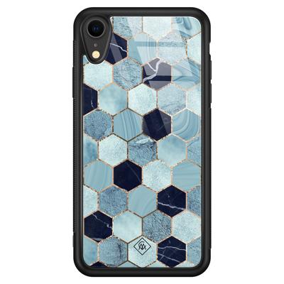 iPhone XR glazen hardcase - Blue cubes iPhone XR glazen hardcase - Blue cubes