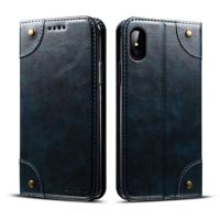Voor iPhone XS/X barokke eenvoudige horizontale Flip lederen draagtas met houder & kaartsleuven & portemonnee (blauw) - thumbnail