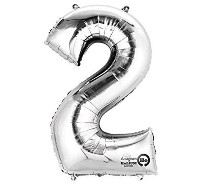 Basic Folie ballon nummer 2 50x88 cm zilver