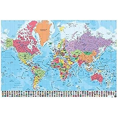 Poster Map World - Physical Politic - Portugees - 91,5x61cm