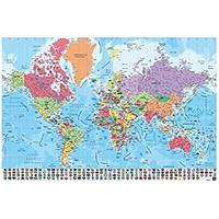 Poster Map World - Physical Politic - Portugees - 91,5x61cm - thumbnail