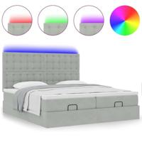 Ottoman bed met matrassen en LED's 180x200cm fluweel lichtgrijs - thumbnail
