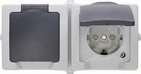 Kopp 137056002 Nautic Wandcontactdoos met randaarde en klapdeksel spatwaterdicht Grijs 1 stuk(s) - thumbnail