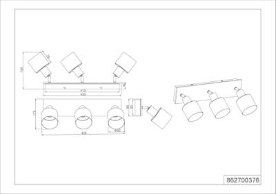 Trio 3-lichts plafondlampShanti met houtlook - 862700376