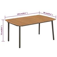 Tuintafel 150x90x72 cm massief acaciahout en staal - thumbnail