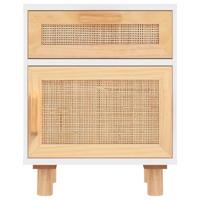 Nachtkastjes 2 st massief grenenhout en natuurlijk rattan wit - thumbnail