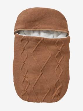 Tricot voetenzak met fleece voering voor autostoeltje hazelnoot