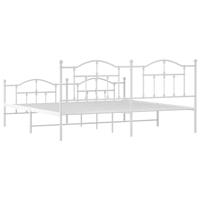 Bedframe met hoofd- en voeteneinde metaal wit 193x203 cm - thumbnail