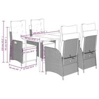 5-delige Tuinset met kussens poly rattan grijs - thumbnail