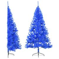 VidaXL Kunstkerstboom met standaard half 180 cm pvc blauw - thumbnail