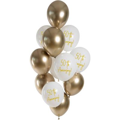 Ballonnenmix 50th Anniversary Goud 12st (33cm)