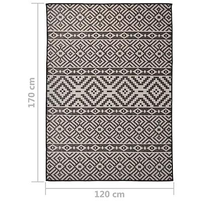 VidaXL Buitenkleed met patroon platgeweven 120x170 cm zwart