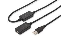 DIGITUS Actieve USB 2.0 verlengkabel - Repeater kabel - USB A male naar USB A female - 20 m - 480 Mbit/s - Plug & Play - Voeding via USB - Zwart - thumbnail