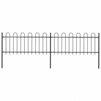 Tuinhek met ronde bovenkant 3,4x0,8 m staal zwart - thumbnail