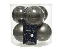 Kerstballen Glas Ø8cm Warm Grijs 6st - thumbnail