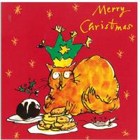 Kerstkaart - Kerstkat (Set van 5) - thumbnail