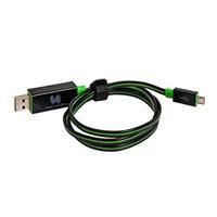 RealPower LED drijvende kabel micro-USB, LED laad- en datakabel met micro-USB-aansluiting, voor HTC, Huawei, Samsung, Sony, Nokia, Nexus, Kindle en andere Android smartphones, (zwart/groene LEDs) - thumbnail