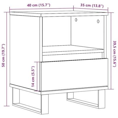 Nachtkastje 40x35x50 cm bewerkt hout gerookt eikenkleurig Nachtkastje 40x35x50 cm bewerkt hout gerookt eikenkleurig