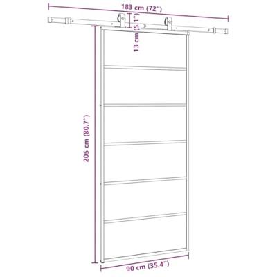Schuifdeur met beslagset 90x205 cm ESG glas zwart