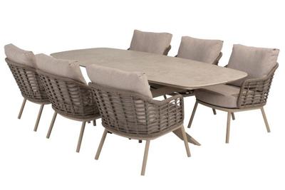 Puglia low diningset met Nevada tafel latte sabia panna 250 x 105 cm Taste - Taste