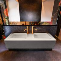 Badkamermeubelset Mondiaz Erin 150 cm met 1 Lade met RIDGE Wastafel Dubbel Linen met 2 kraangaten Greeploos Mat Dark Grey - thumbnail