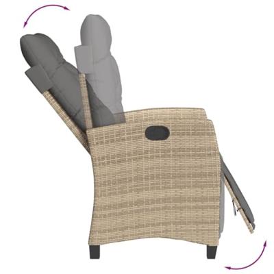 Tuinstoelen 2 st verstelbaar voetensteun poly rattan beige mix - thumbnail