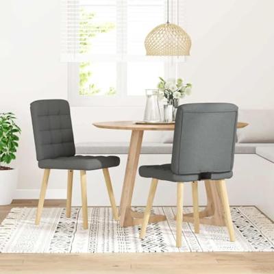 Eetkamerstoelen 2 st stof donkergrijs