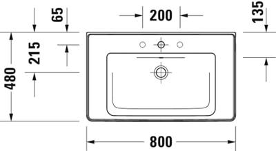 Wastafel Duravit D-Neo Met Rand Overloop Kraanvlak 1 Kraangat 80 cm Hoogglans Wit Duravit - thumbnail