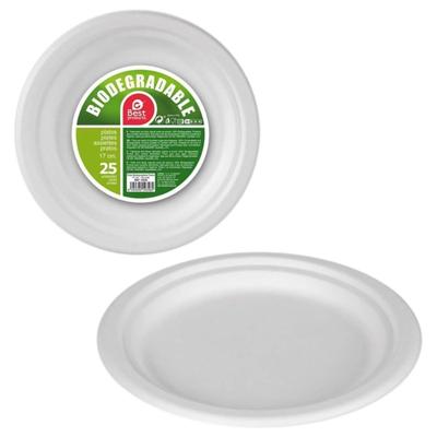 Bordenset Best Products Green Suikerriet Ø 17 cm Wit Biologisch Afbreekbaar Wegwerp 25 Stuks