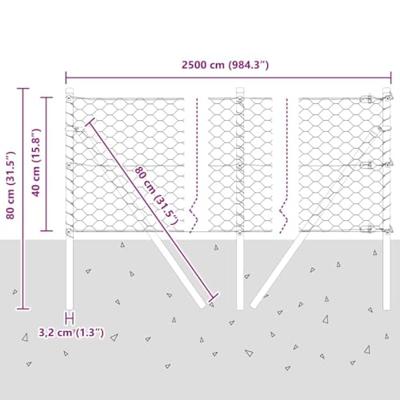 VidaXL Afrasteringspaal zilver 25 x 0,4 m (50 mm gaas) staal