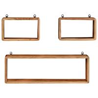 3-delige Wandschappenset kubus massief acaciahout - thumbnail