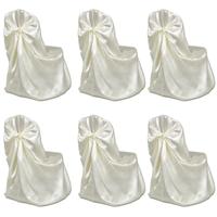 VidaXL Bruiloft stoelhoes crème (6 stuks) - thumbnail