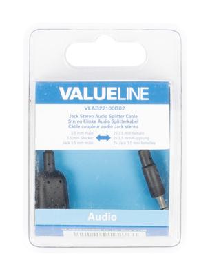 Valueline vlab22100b02 jack stereo audio verdeelkabel 3,5 mm mannelijk - 2x 3,5 mm vrouwelijk 0,20 m zwart Valueline vlab22100b02 jack stereo audio verdeelkabel 3,5 mm mannelijk - 2x 3,5 mm vrouwelijk 0,20 m zwart