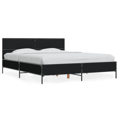 Bedframe bewerkt hout metaal zwart 180x200 cm