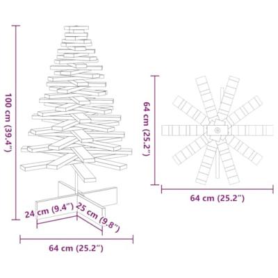 Kerstdecoratie kerstboom 100 cm massief grenenhout - thumbnail