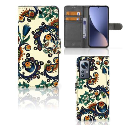 Wallet Case Xiaomi 12 | 12X Barok Flower Wallet Case Xiaomi 12 | 12X Barok Flower
