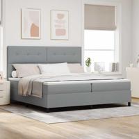 Boxspringbed met matras stof lichtgrijs 200x200 cm - thumbnail