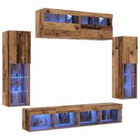 8-delige TV Wandunits met LED Oud Hout Bewerkt Hout - thumbnail